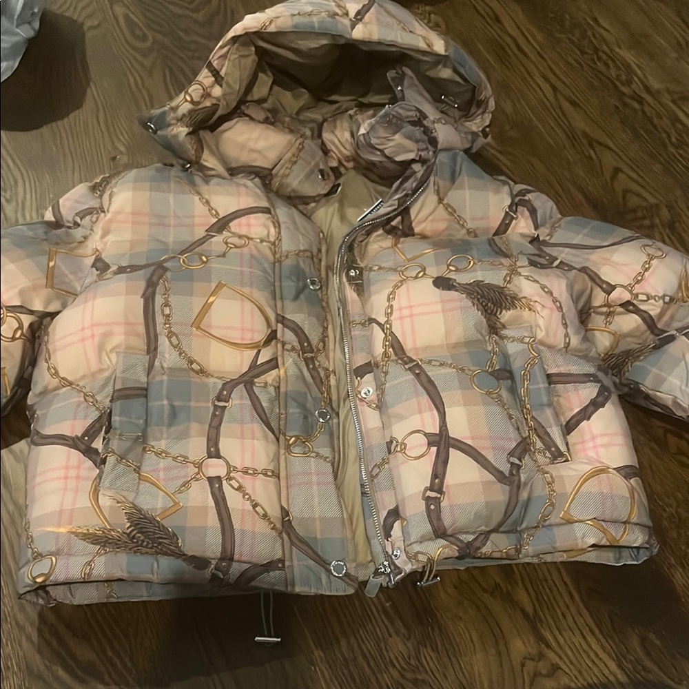 GORGEOUS Puffer Jacket! Lauren by RALPH LAUREN NWT medium with silver accents